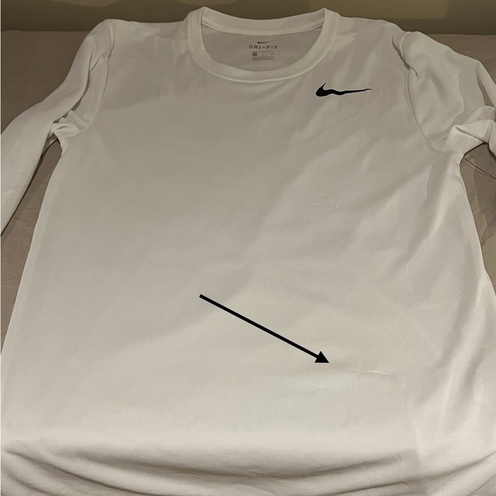 Nike Men's White Long Sleeve Dri Fit Shirt - Picture 6 of 8